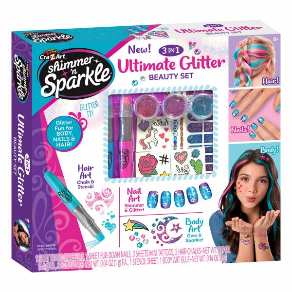 Cra-Z-Art - Shimmer 'N Sparkle - 3 in 1 Ultimate Glitter Beauty Set ...