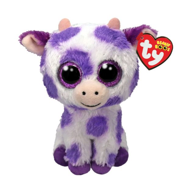 Ty Beanie Boos - Regular Plush - Ethel the Purple Spotted Cow